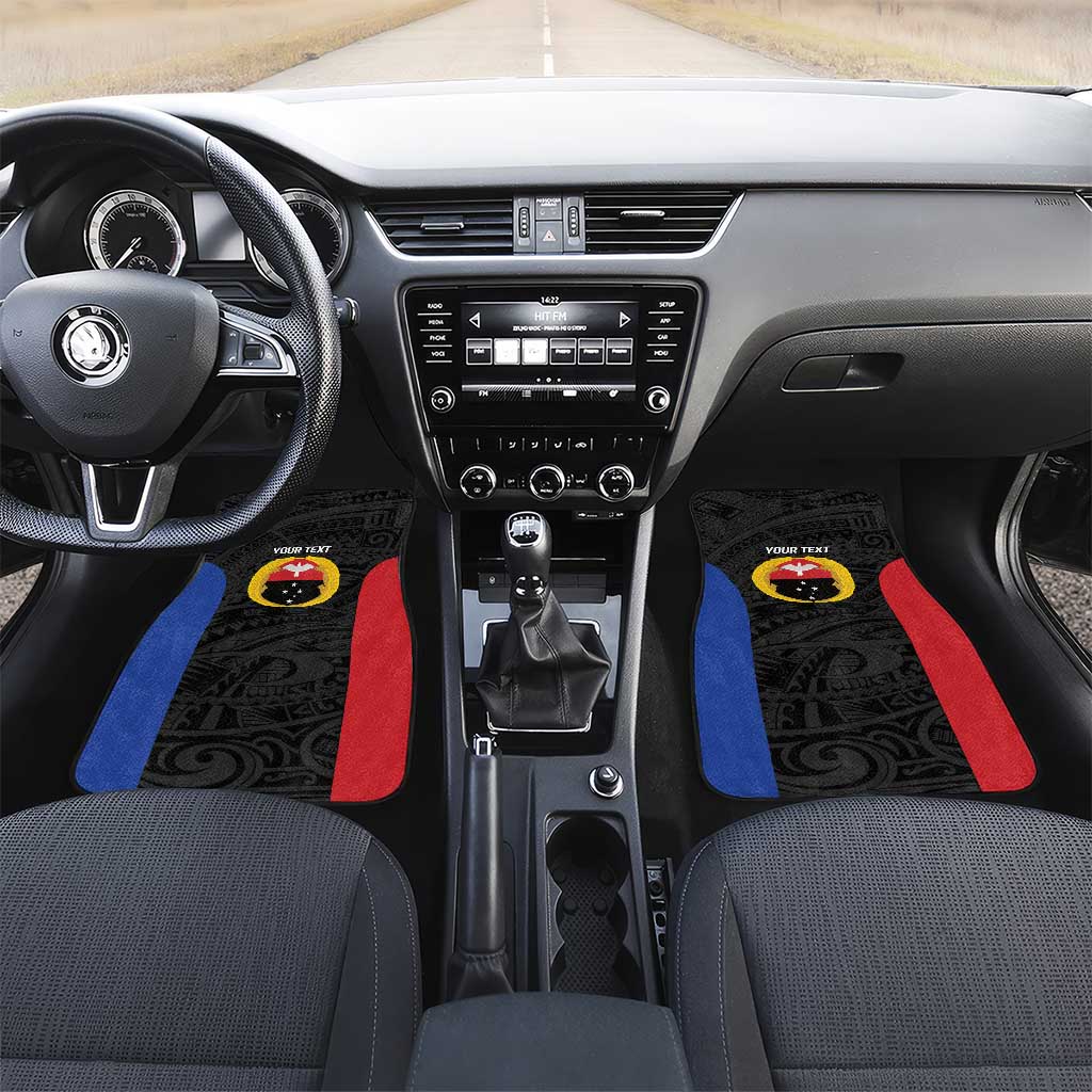 Personalised PNG Gulf Province Car Mats Bird of Paradise Tattoo Flag Motif - Polynesian Pride