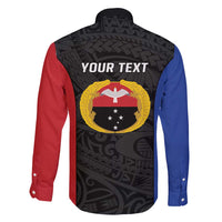 Personalised PNG Gulf Province Family Matching Long Sleeve Bodycon Dress and Hawaiian Shirt Bird of Paradise Tattoo Flag Motif - Polynesian Pride