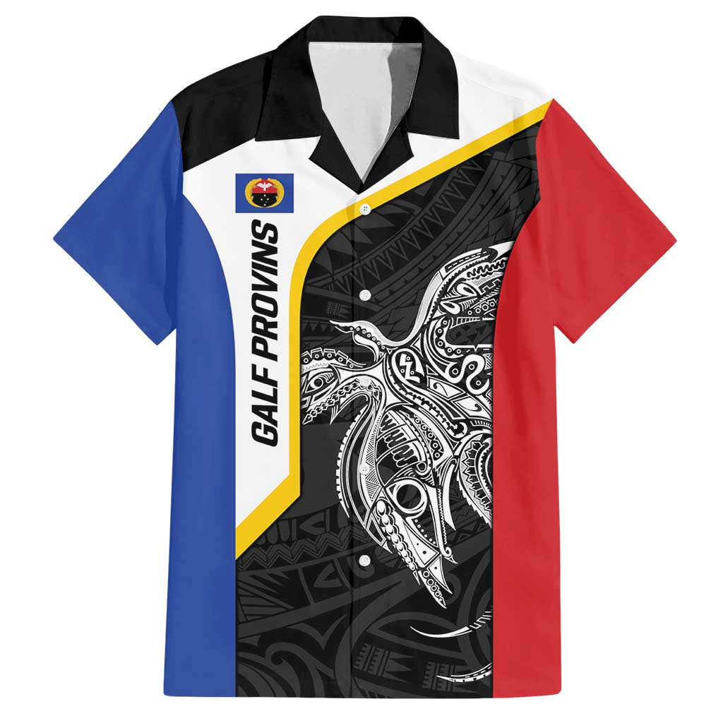 Personalised PNG Gulf Province Family Matching Off Shoulder Short Dress and Hawaiian Shirt Bird of Paradise Tattoo Flag Motif LT9 Dad's Shirt - Short Sleeve Black - Polynesian Pride