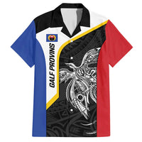 Personalised PNG Gulf Province Family Matching Off Shoulder Short Dress and Hawaiian Shirt Bird of Paradise Tattoo Flag Motif LT9 Dad's Shirt - Short Sleeve Black - Polynesian Pride