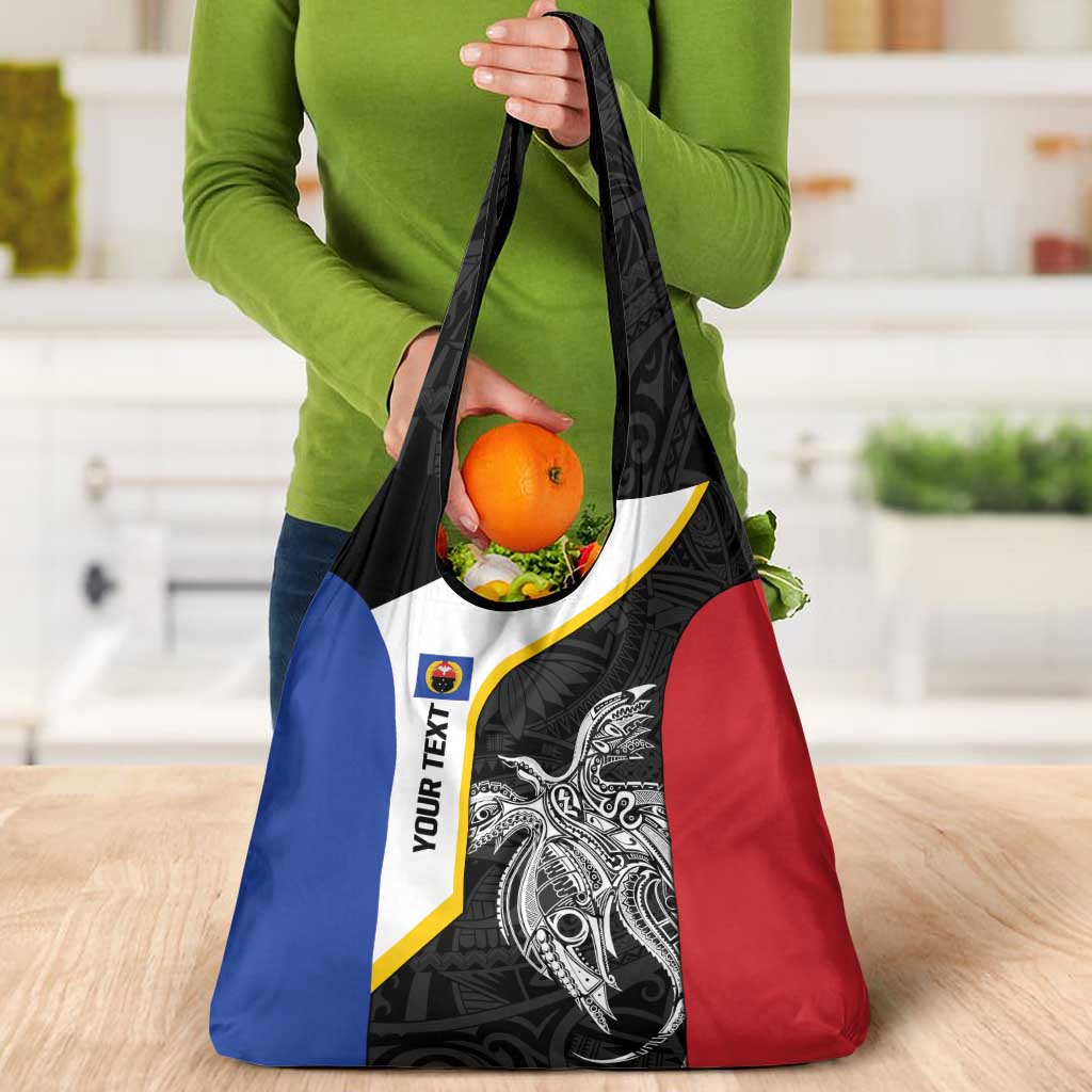 Personalised PNG Gulf Province Grocery Bag Bird of Paradise Tattoo Flag Motif - Polynesian Pride