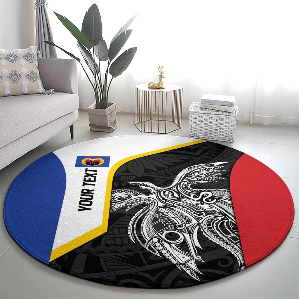 Personalised PNG Gulf Province Round Carpet Bird of Paradise Tattoo Flag Motif - Polynesian Pride