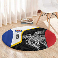 Personalised PNG Gulf Province Round Carpet Bird of Paradise Tattoo Flag Motif - Polynesian Pride