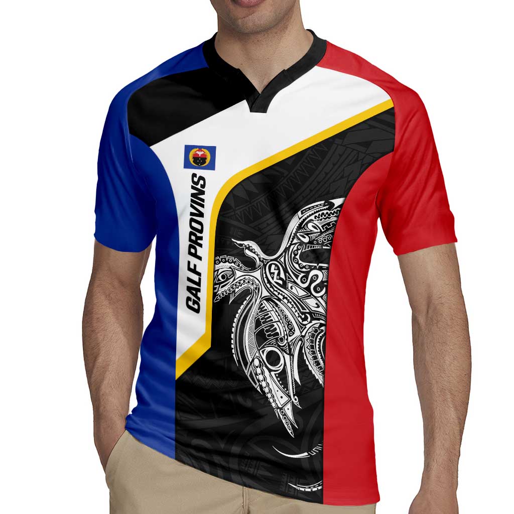 Personalised PNG Gulf Province Rugby Jersey Bird of Paradise Tattoo Flag Motif - Polynesian Pride