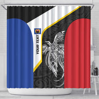 Personalised PNG Gulf Province Shower Curtain Bird of Paradise Tattoo Flag Motif - Polynesian Pride