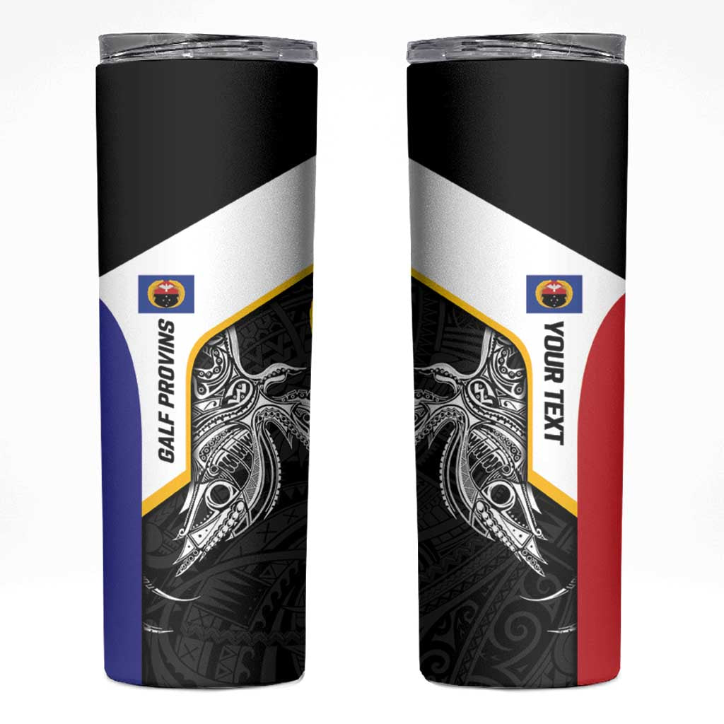 Personalised PNG Gulf Province Skinny Tumbler Bird of Paradise Tattoo Flag Motif - Polynesian Pride
