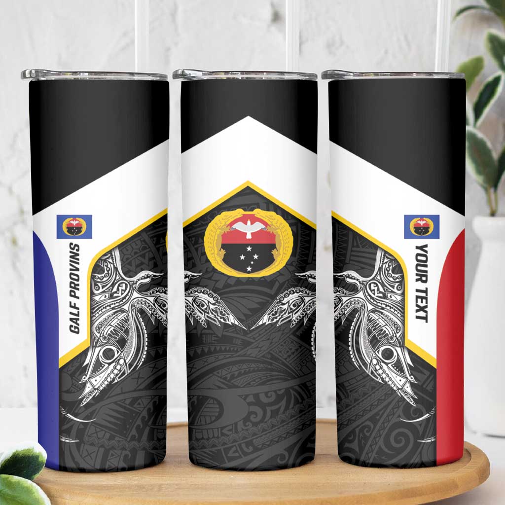 Personalised PNG Gulf Province Skinny Tumbler Bird of Paradise Tattoo Flag Motif - Polynesian Pride