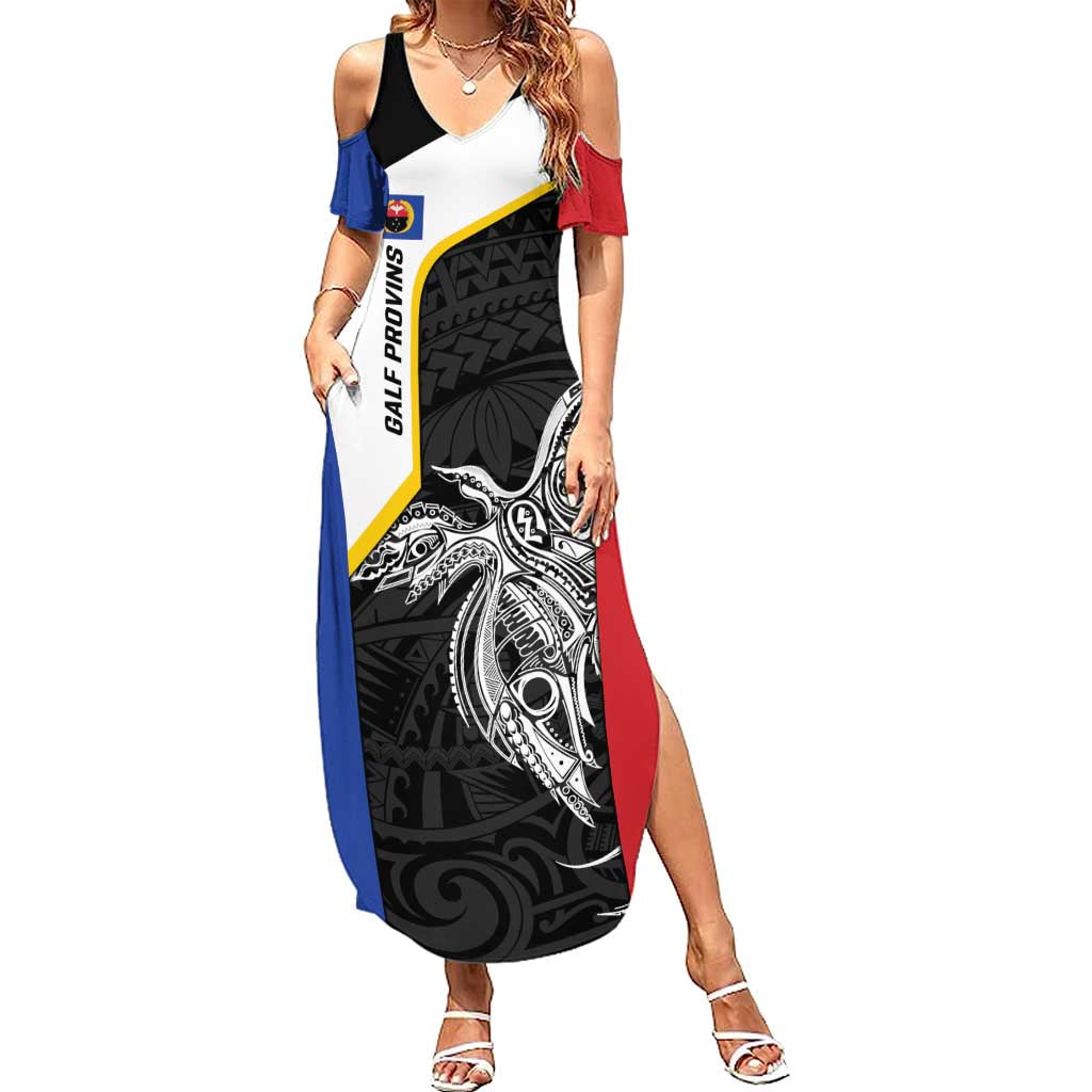 Personalised PNG Gulf Province Summer Maxi Dress Bird of Paradise Tattoo Flag Motif - Polynesian Pride