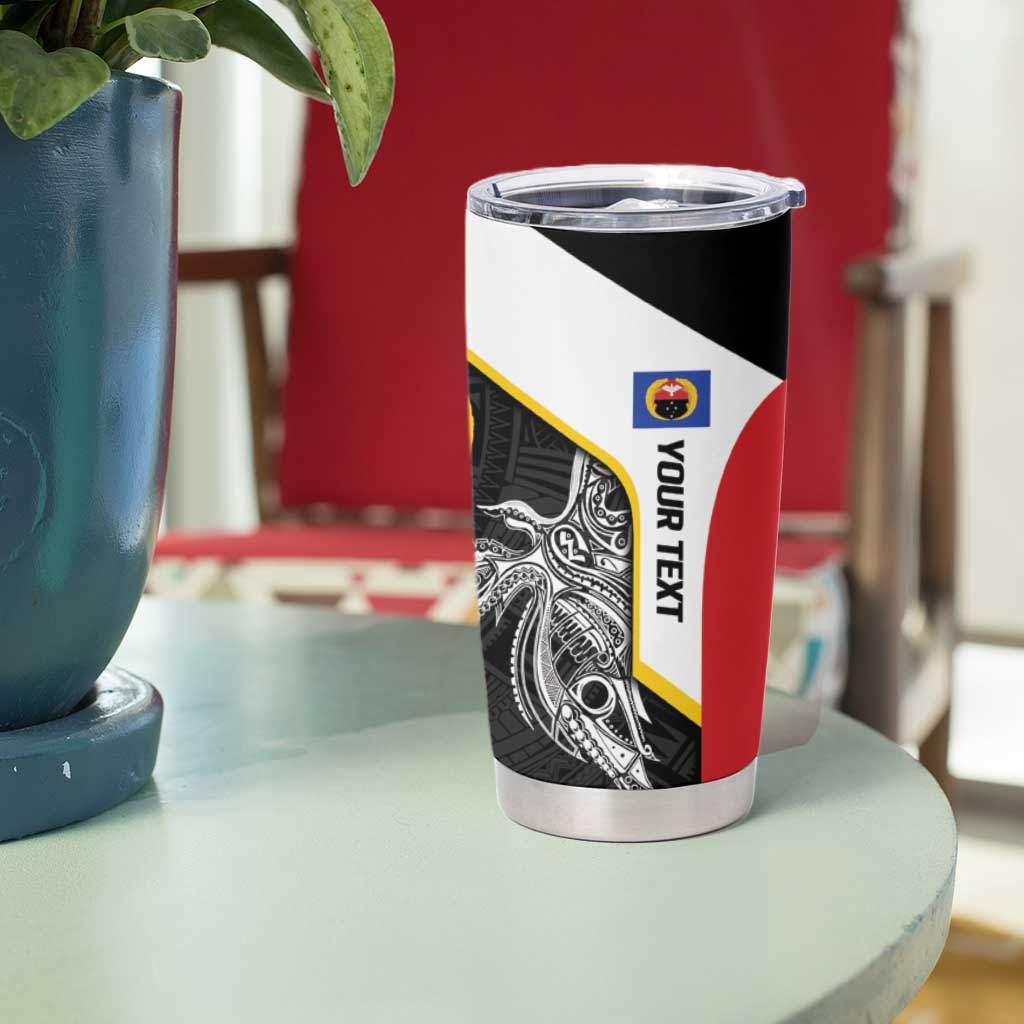 Personalised PNG Gulf Province Tumbler Cup Bird of Paradise Tattoo Flag Motif - Polynesian Pride