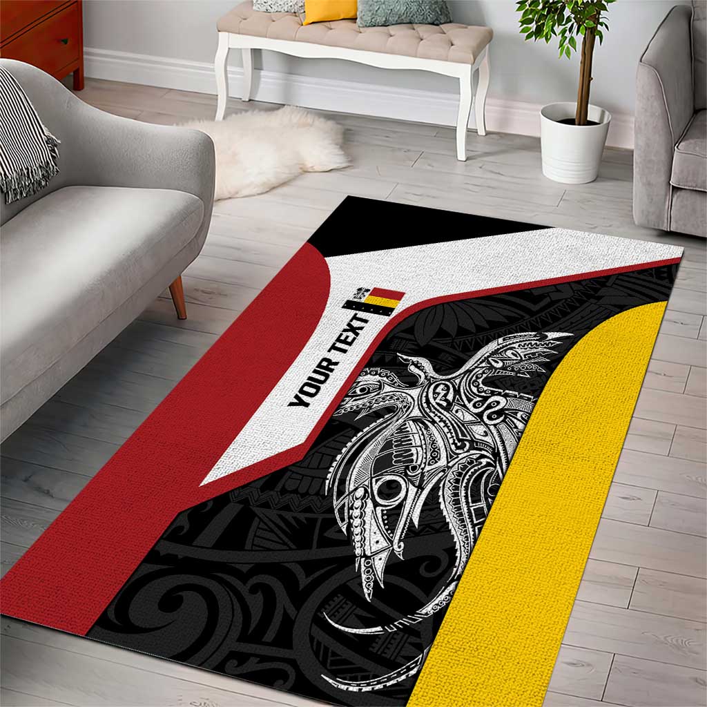 Personalised PNG Madang Province Area Rug Bird of Paradise Tattoo Flag Motif - Polynesian Pride