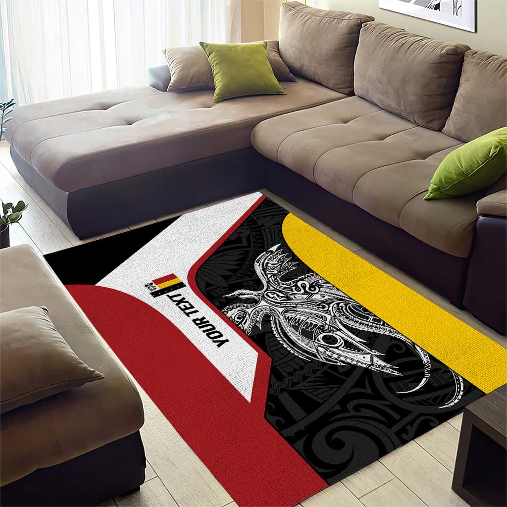 Personalised PNG Madang Province Area Rug Bird of Paradise Tattoo Flag Motif - Polynesian Pride