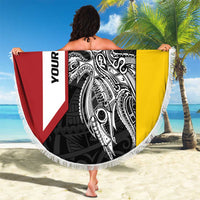 Personalised PNG Madang Province Beach Blanket Bird of Paradise Tattoo Flag Motif - Polynesian Pride