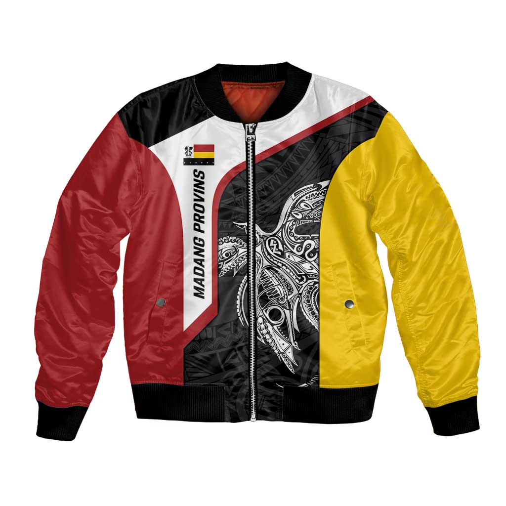 Personalised PNG Madang Province Bomber Jacket Bird of Paradise Tattoo Flag Motif LT9 Unisex Yellow - Polynesian Pride