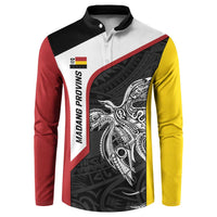 Personalised PNG Madang Province Button Sweatshirt Bird of Paradise Tattoo Flag Motif - Polynesian Pride