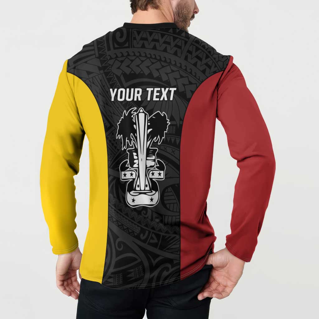 Personalised PNG Madang Province Button Sweatshirt Bird of Paradise Tattoo Flag Motif - Polynesian Pride