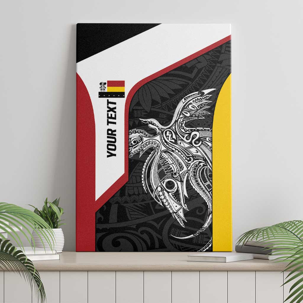 Personalised PNG Madang Province Canvas Wall Art Bird of Paradise Tattoo Flag Motif - Polynesian Pride