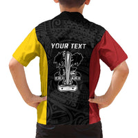 Personalised PNG Madang Province Family Matching Long Sleeve Bodycon Dress and Hawaiian Shirt Bird of Paradise Tattoo Flag Motif - Polynesian Pride