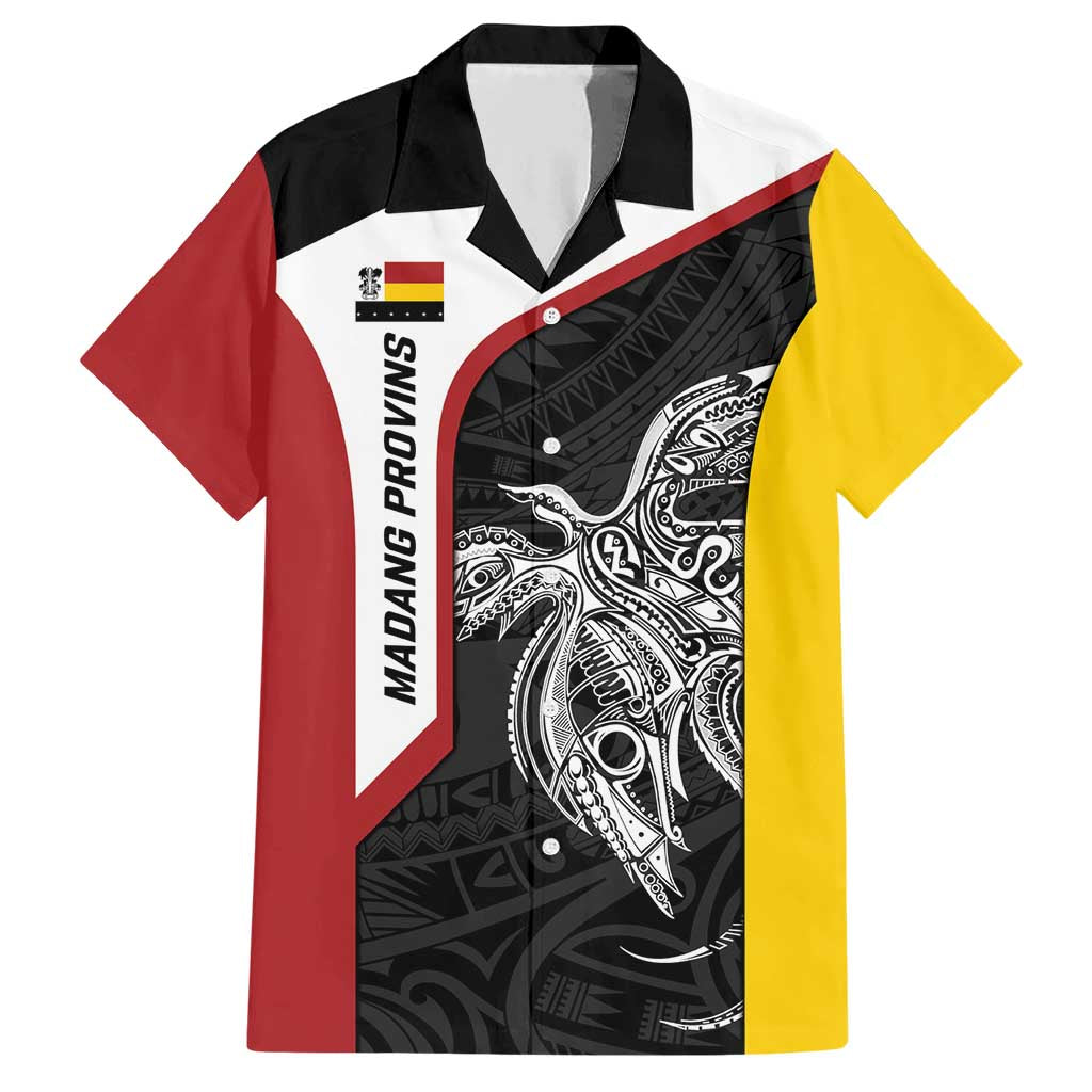 Personalised PNG Madang Province Family Matching Short Sleeve Bodycon Dress and Hawaiian Shirt Bird of Paradise Tattoo Flag Motif - Polynesian Pride