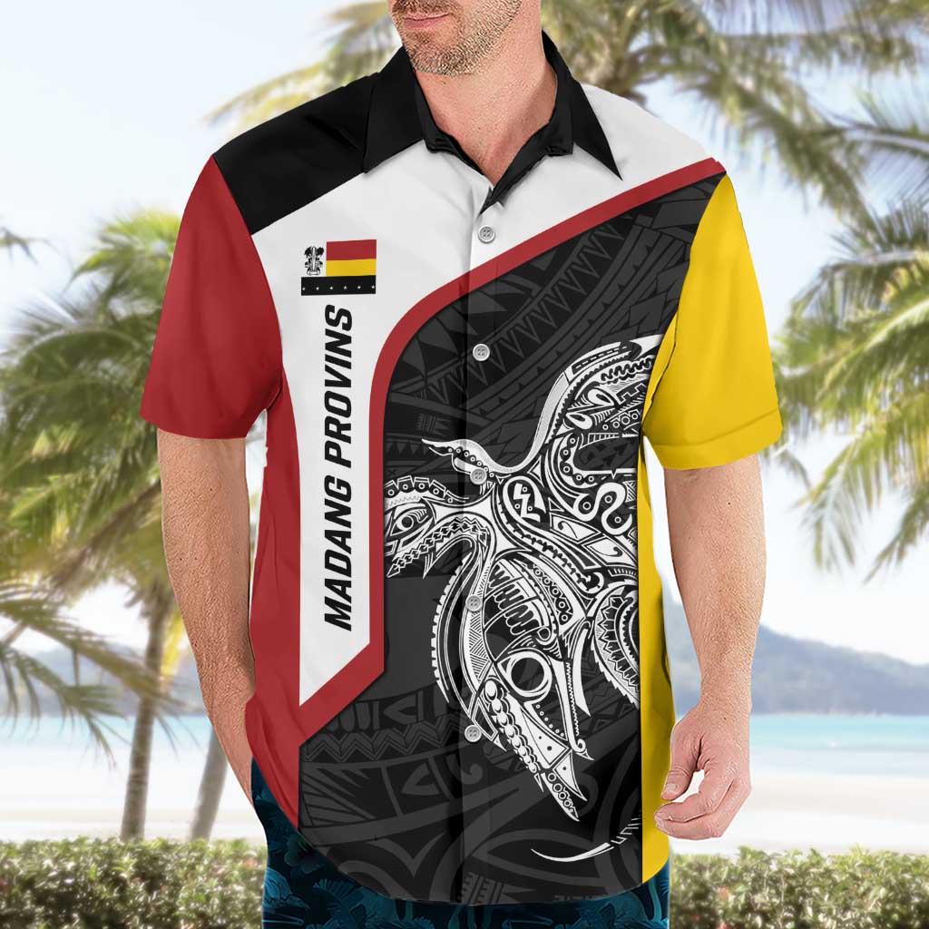 Personalised PNG Madang Province Hawaiian Shirt Bird of Paradise Tattoo Flag Motif - Polynesian Pride