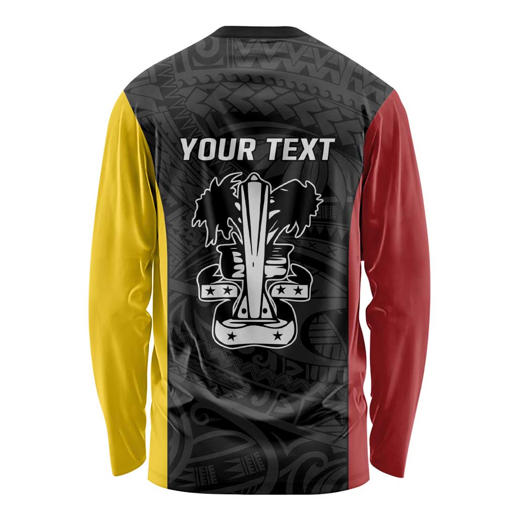 Personalised PNG Madang Province Long Sleeve Shirt Bird of Paradise Tattoo Flag Motif - Polynesian Pride