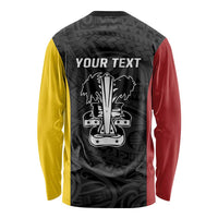 Personalised PNG Madang Province Long Sleeve Shirt Bird of Paradise Tattoo Flag Motif - Polynesian Pride