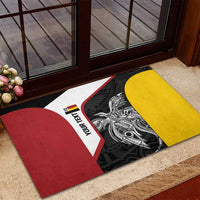 Personalised PNG Madang Province Rubber Doormat Bird of Paradise Tattoo Flag Motif - Polynesian Pride