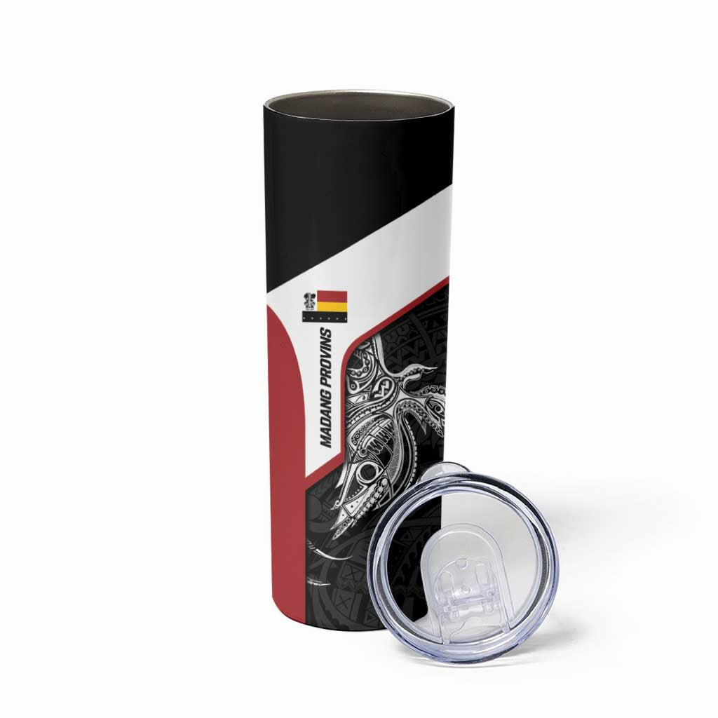 Personalised PNG Madang Province Skinny Tumbler Bird of Paradise Tattoo Flag Motif - Polynesian Pride