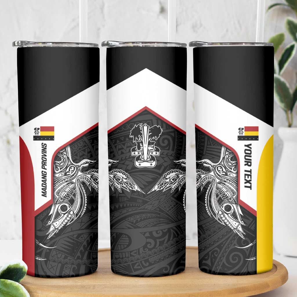 Personalised PNG Madang Province Skinny Tumbler Bird of Paradise Tattoo Flag Motif - Polynesian Pride