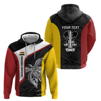 Personalised PNG Madang Province Zip Hoodie Bird of Paradise Tattoo Flag Motif - Polynesian Pride