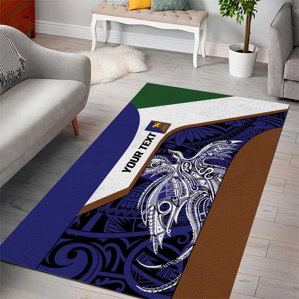 Personalised PNG Manus Province Area Rug Bird of Paradise Tattoo Flag Motif - Polynesian Pride