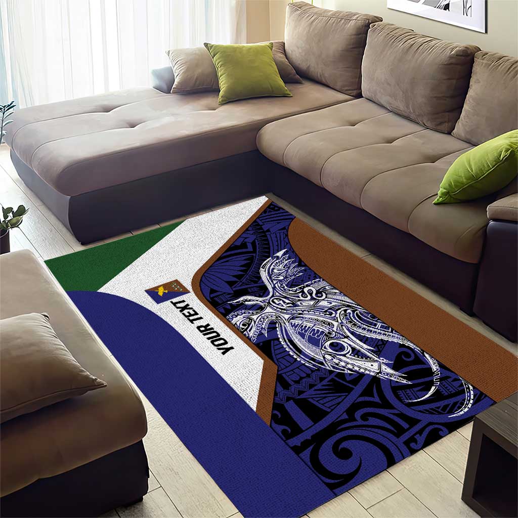 Personalised PNG Manus Province Area Rug Bird of Paradise Tattoo Flag Motif - Polynesian Pride