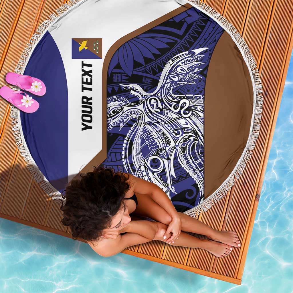 Personalised PNG Manus Province Beach Blanket Bird of Paradise Tattoo Flag Motif - Polynesian Pride