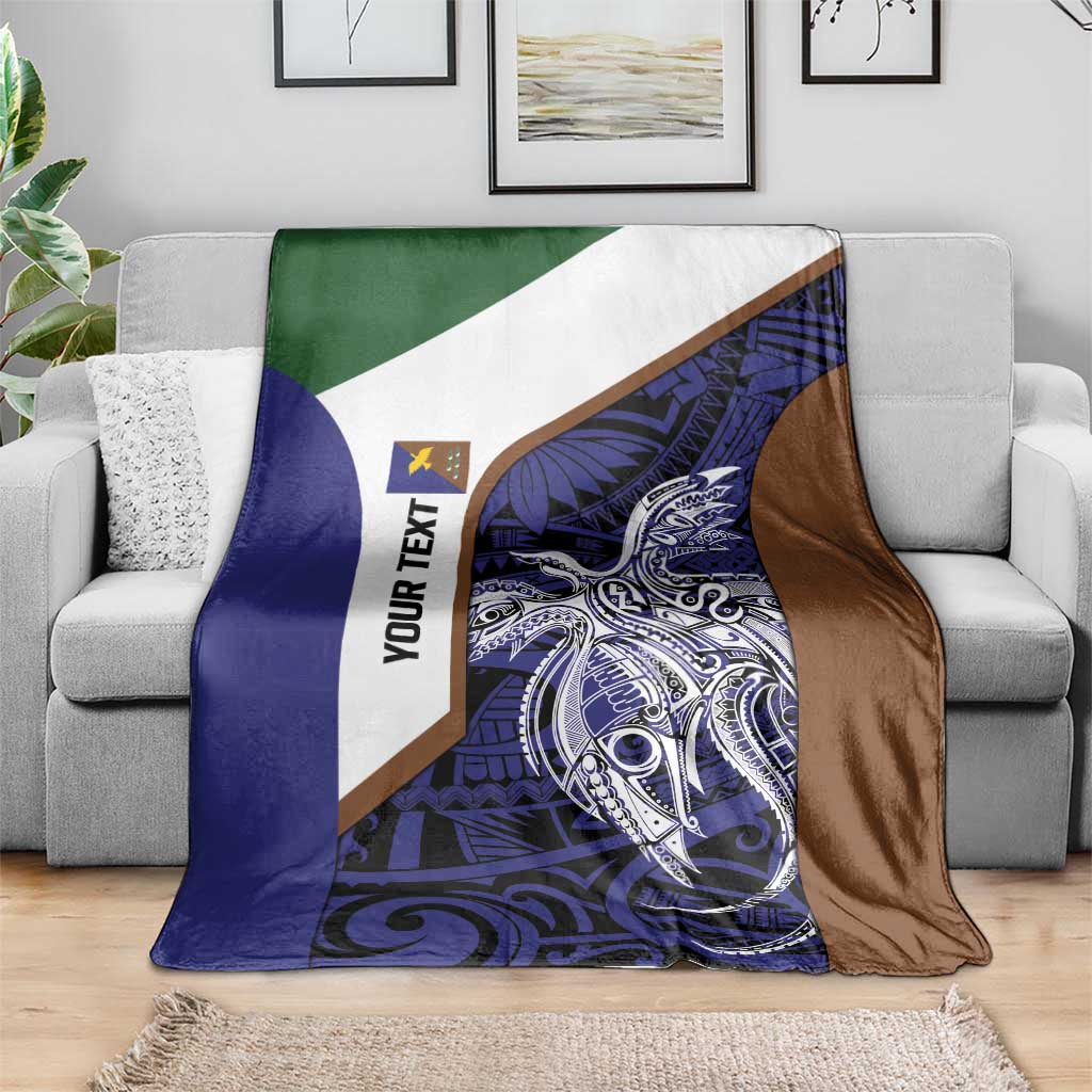 Personalised PNG Manus Province Blanket Bird of Paradise Tattoo Flag Motif - Polynesian Pride