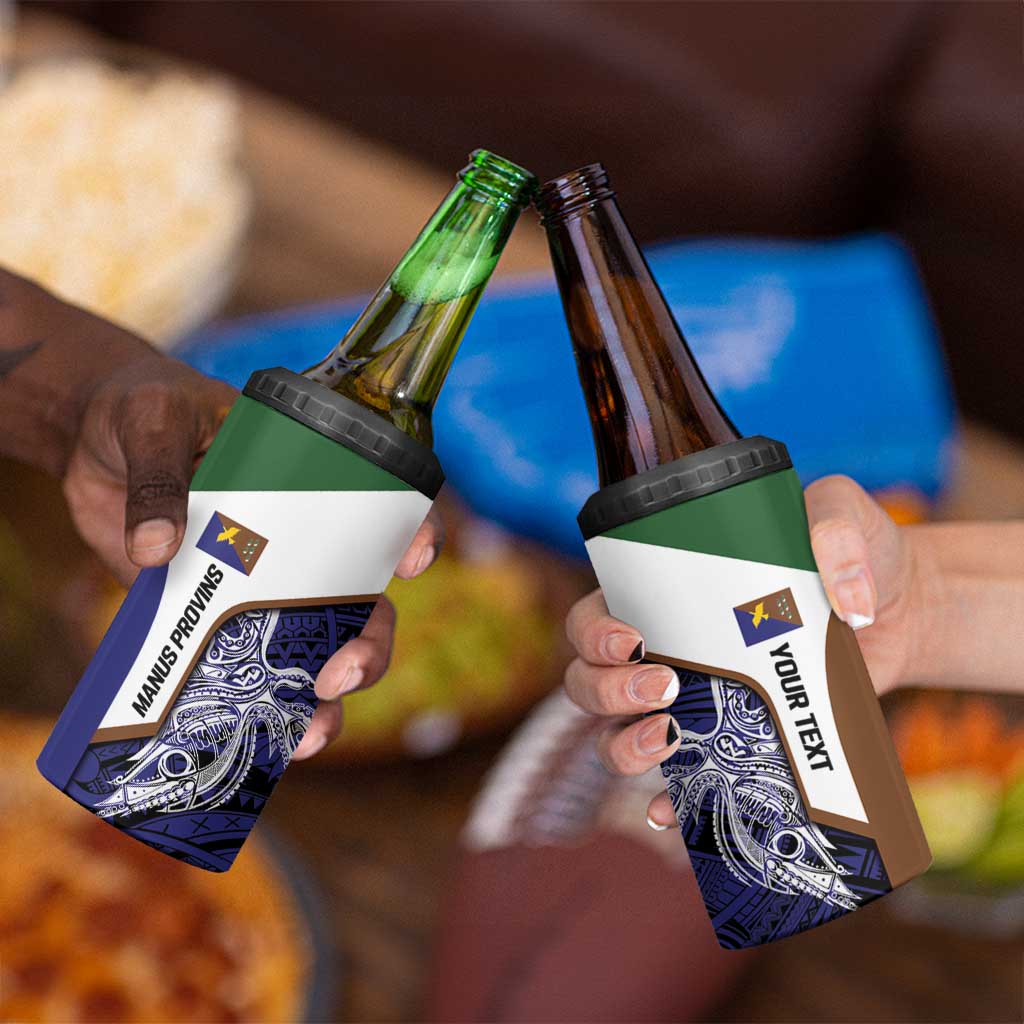 Personalised PNG Manus Province 4 in 1 Can Cooler Tumbler Bird of Paradise Tattoo Flag Motif - Polynesian Pride