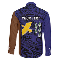 Personalised PNG Manus Province Family Matching Off The Shoulder Long Sleeve Dress and Hawaiian Shirt Bird of Paradise Tattoo Flag Motif - Polynesian Pride