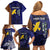 Personalised PNG Manus Province Family Matching Off Shoulder Short Dress and Hawaiian Shirt Bird of Paradise Tattoo Flag Motif - Polynesian Pride