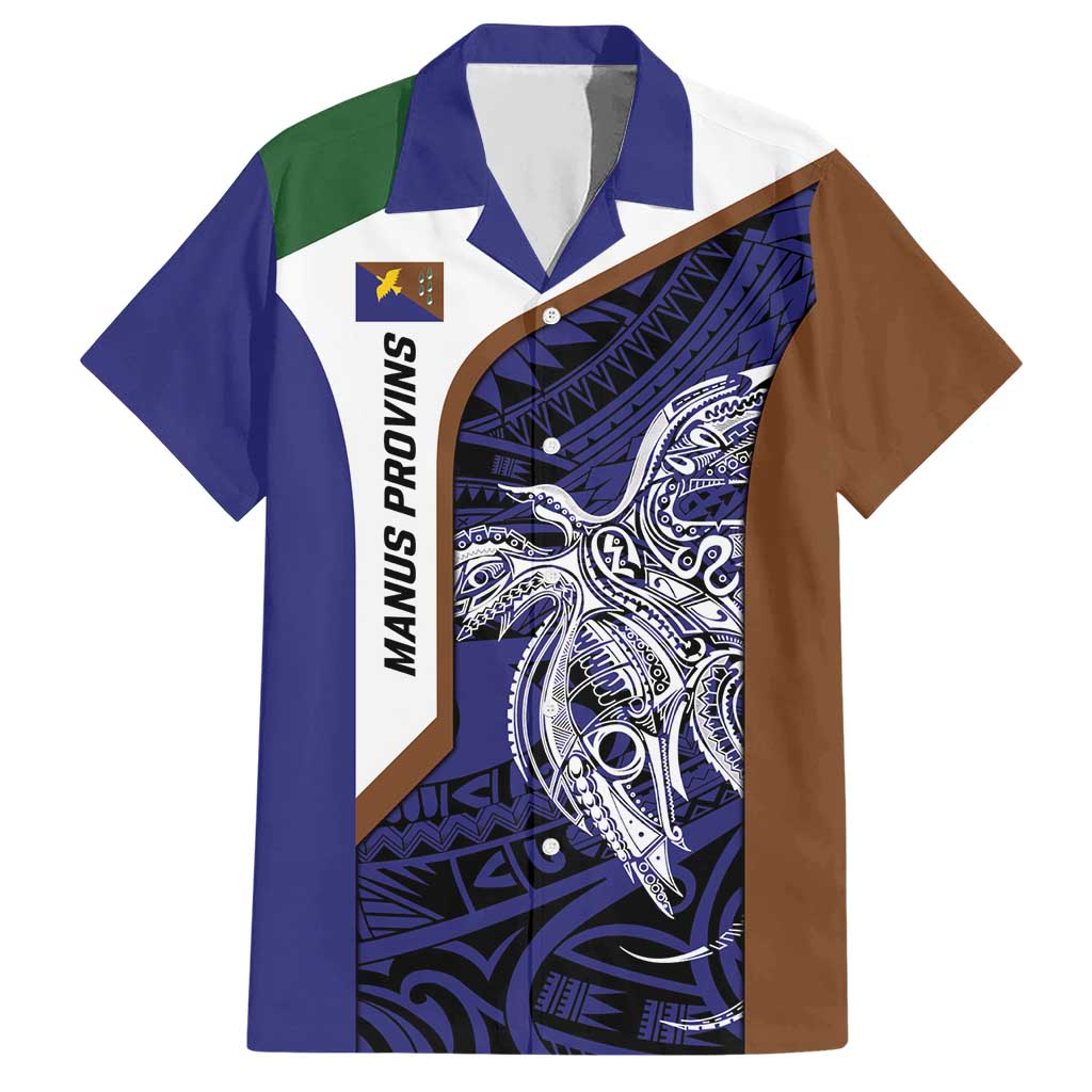 Personalised PNG Manus Province Hawaiian Shirt Bird of Paradise Tattoo Flag Motif LT9 Blue - Polynesian Pride
