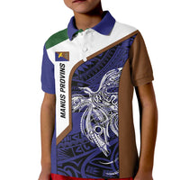 Personalised PNG Manus Province Kid Polo Shirt Bird of Paradise Tattoo Flag Motif - Polynesian Pride
