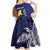Personalised PNG Manus Province Kid Short Sleeve Dress Bird of Paradise Tattoo Flag Motif - Polynesian Pride