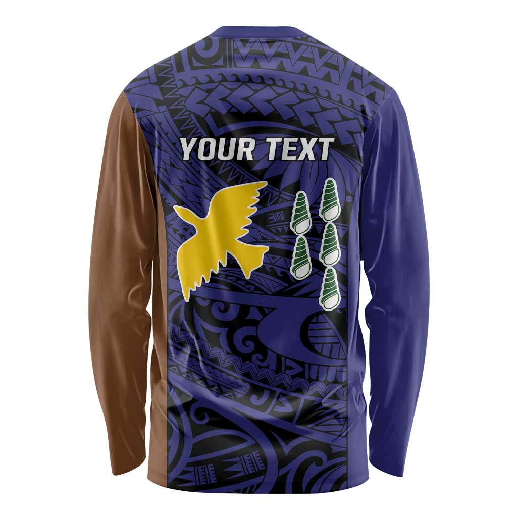 Personalised PNG Manus Province Long Sleeve Shirt Bird of Paradise Tattoo Flag Motif - Polynesian Pride