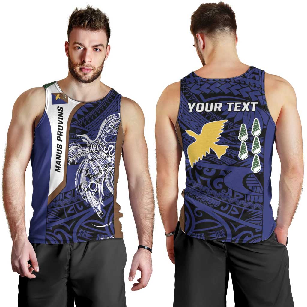 Personalised PNG Manus Province Men Tank Top Bird of Paradise Tattoo Flag Motif - Polynesian Pride