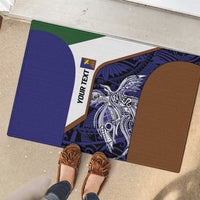 Personalised PNG Manus Province Rubber Doormat Bird of Paradise Tattoo Flag Motif - Polynesian Pride