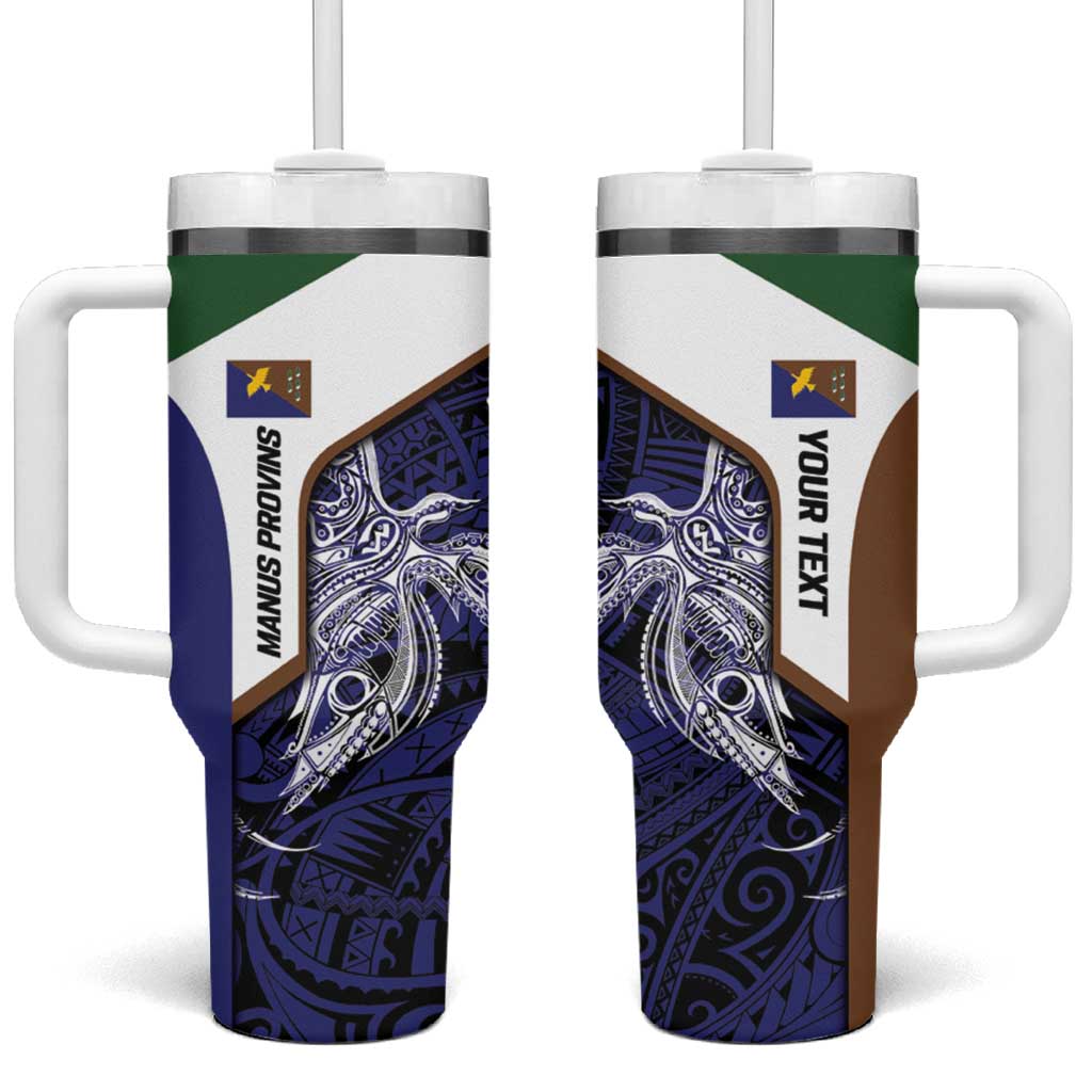 Personalised PNG Manus Province Tumbler With Handle Bird of Paradise Tattoo Flag Motif - Polynesian Pride