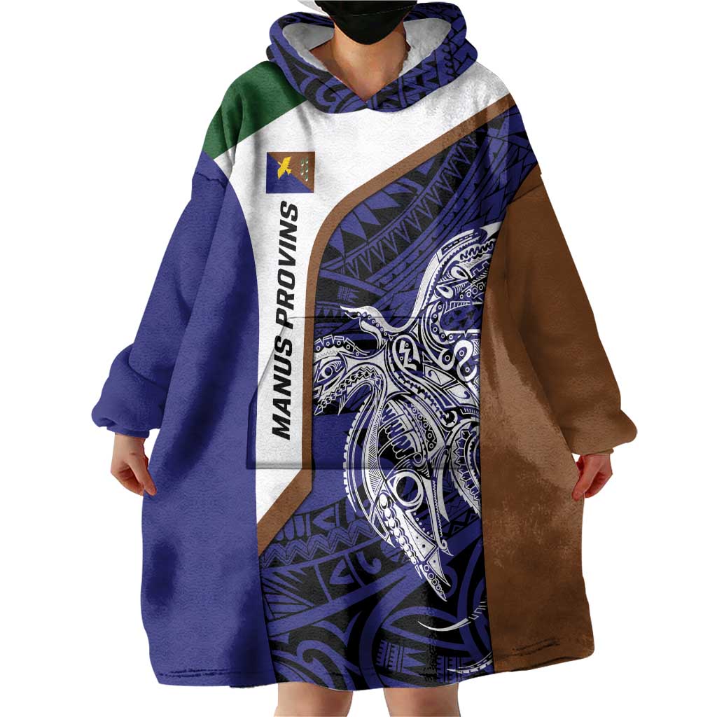 Personalised PNG Manus Province Wearable Blanket Hoodie Bird of Paradise Tattoo Flag Motif - Polynesian Pride