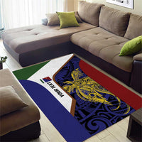 Personalised PNG Milne Bay Province Area Rug Bird of Paradise Tattoo Flag Motif - Polynesian Pride