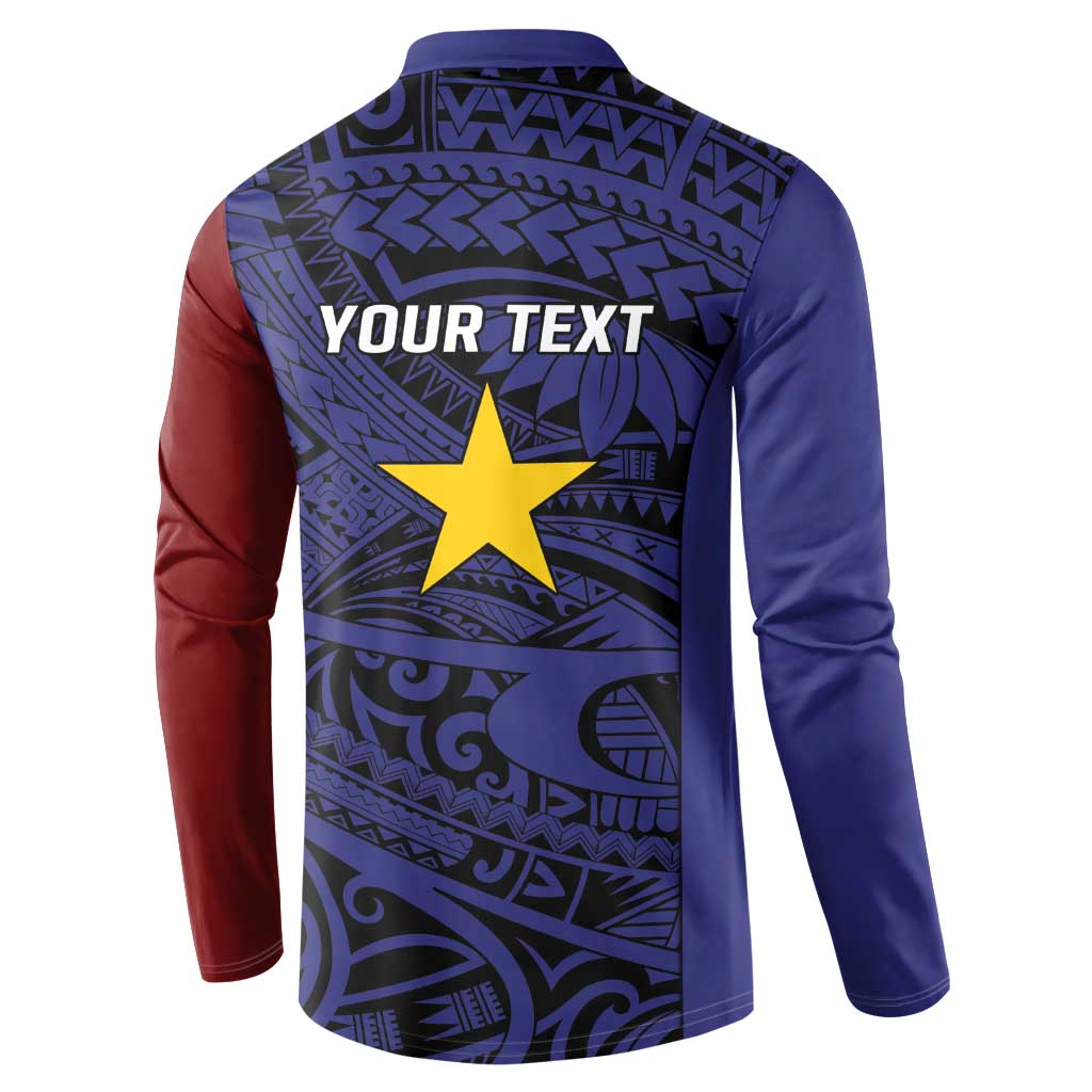 Personalised PNG Milne Bay Province Button Sweatshirt Bird of Paradise Tattoo Flag Motif - Polynesian Pride