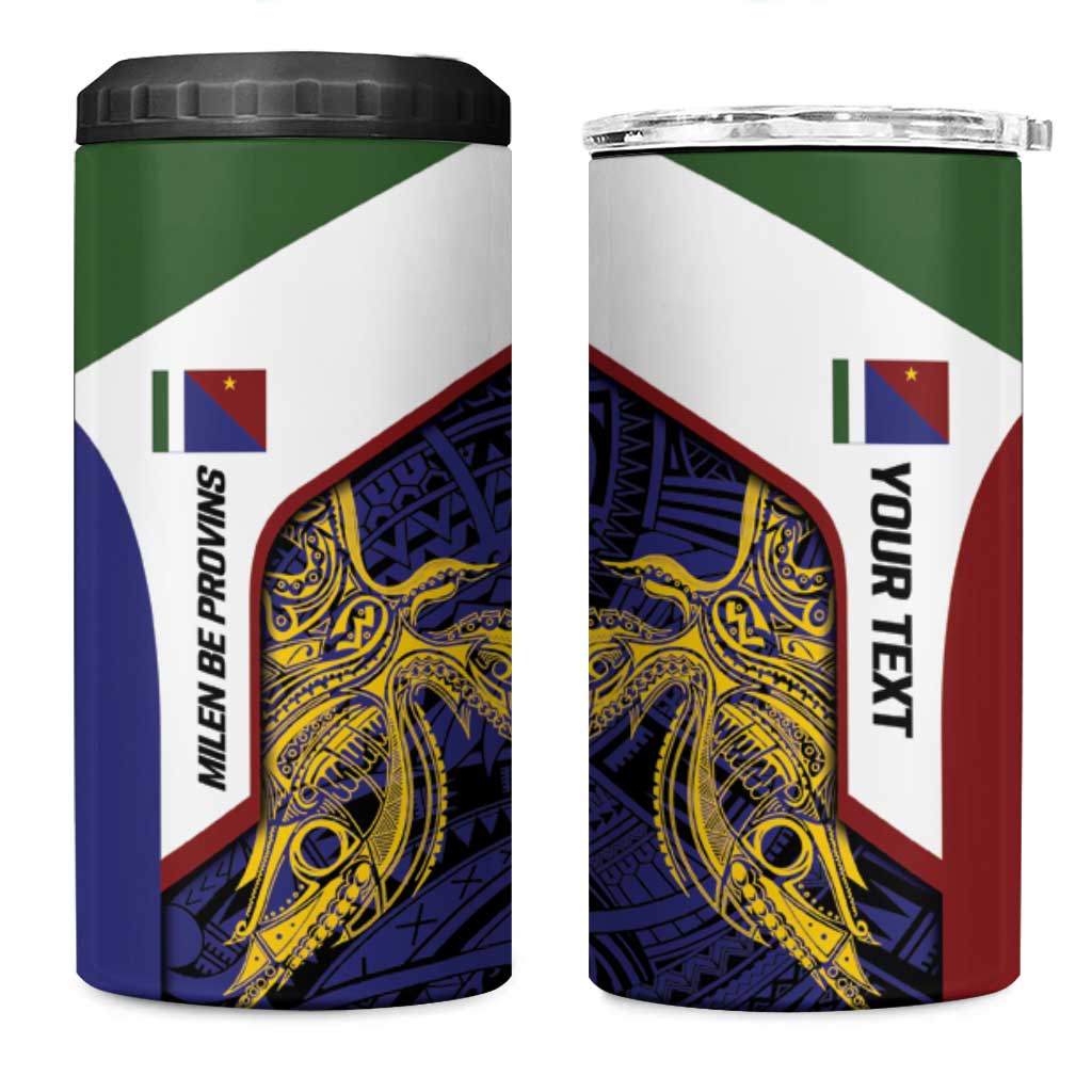 Personalised PNG Milne Bay Province 4 in 1 Can Cooler Tumbler Bird of Paradise Tattoo Flag Motif - Polynesian Pride