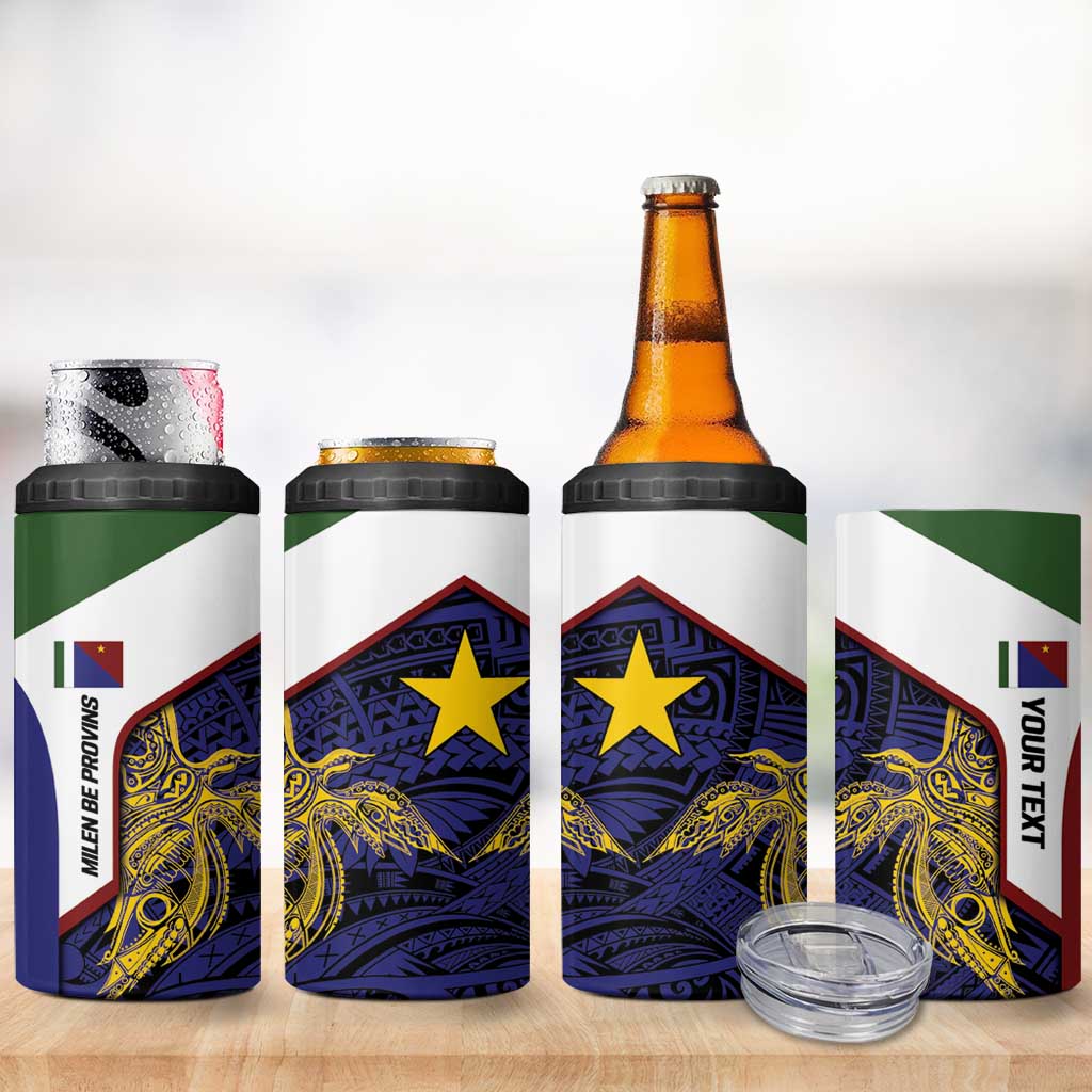 Personalised PNG Milne Bay Province 4 in 1 Can Cooler Tumbler Bird of Paradise Tattoo Flag Motif - Polynesian Pride