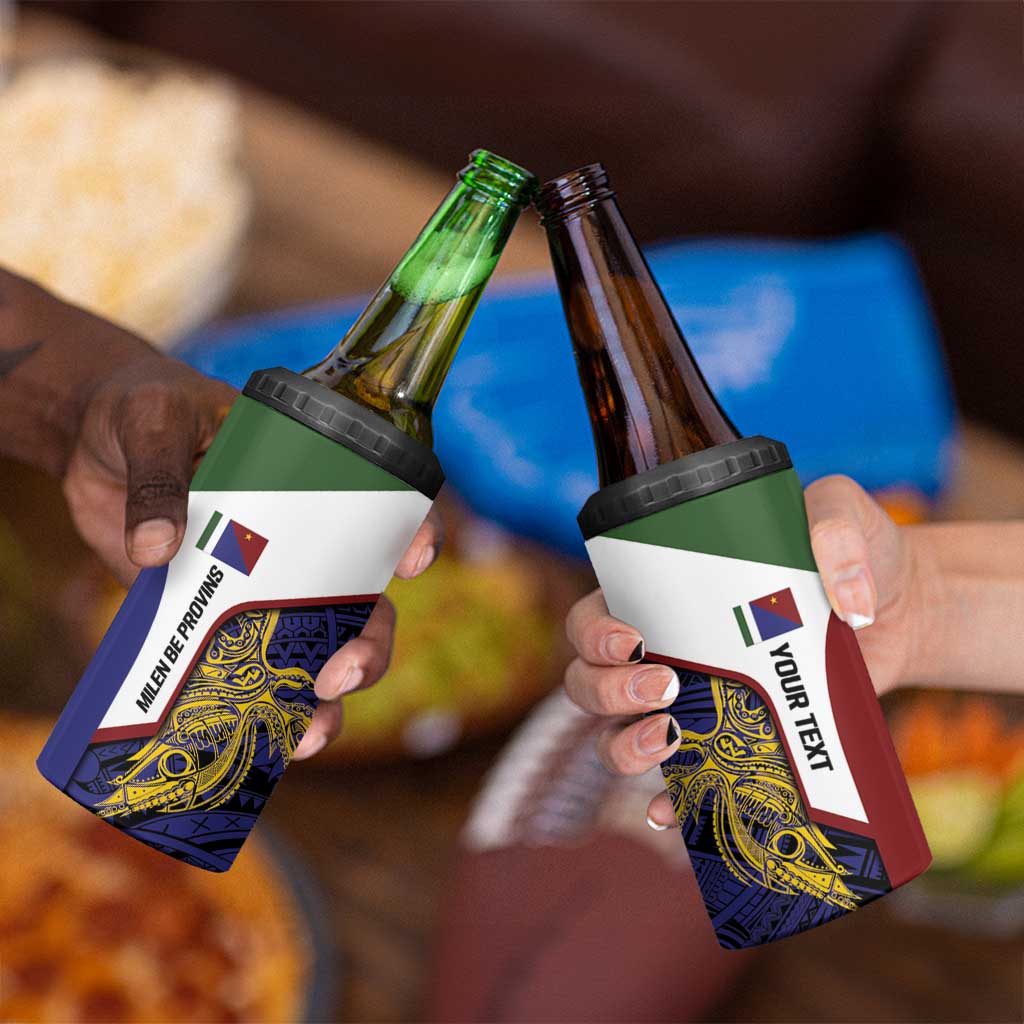 Personalised PNG Milne Bay Province 4 in 1 Can Cooler Tumbler Bird of Paradise Tattoo Flag Motif - Polynesian Pride