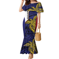 Personalised PNG Milne Bay Province Family Matching Mermaid Dress and Hawaiian Shirt Bird of Paradise Tattoo Flag Motif - Polynesian Pride